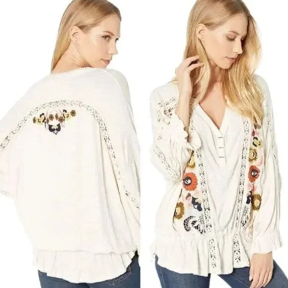 Free People Serafina Floral Embroidered Dolman Top - Picture 3 of 11